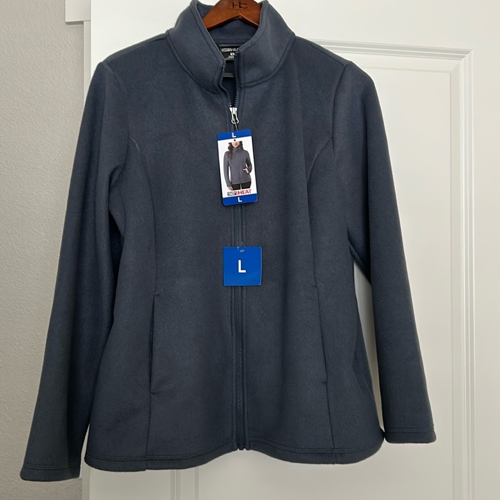 32 degrees, super soft slate blue zipup jacket size large NWT